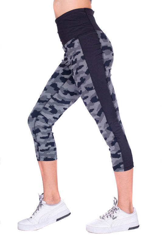 Capri Reflective Camouflage Legging with Black Trim