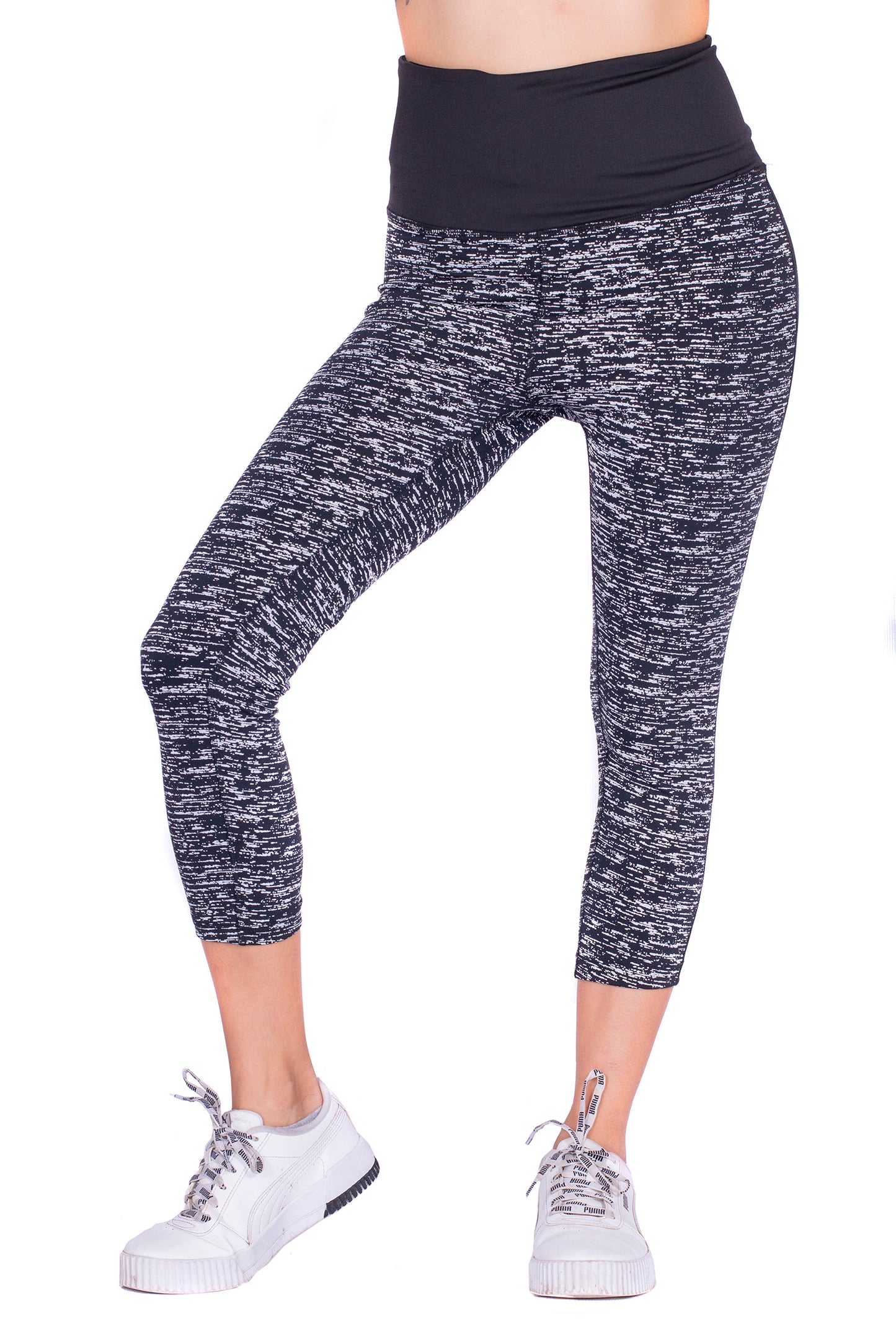 Capri Reflective Black&White Legging with Black Trim