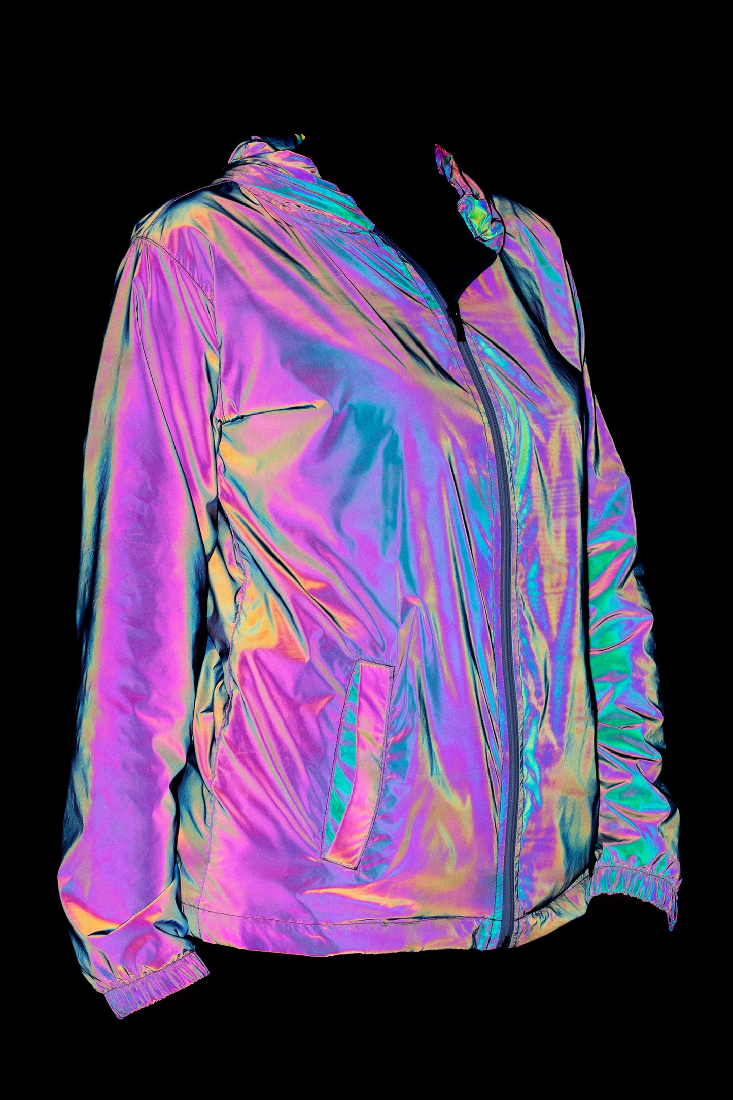 Reflective Woman`s Nylon Rainbow Jacket