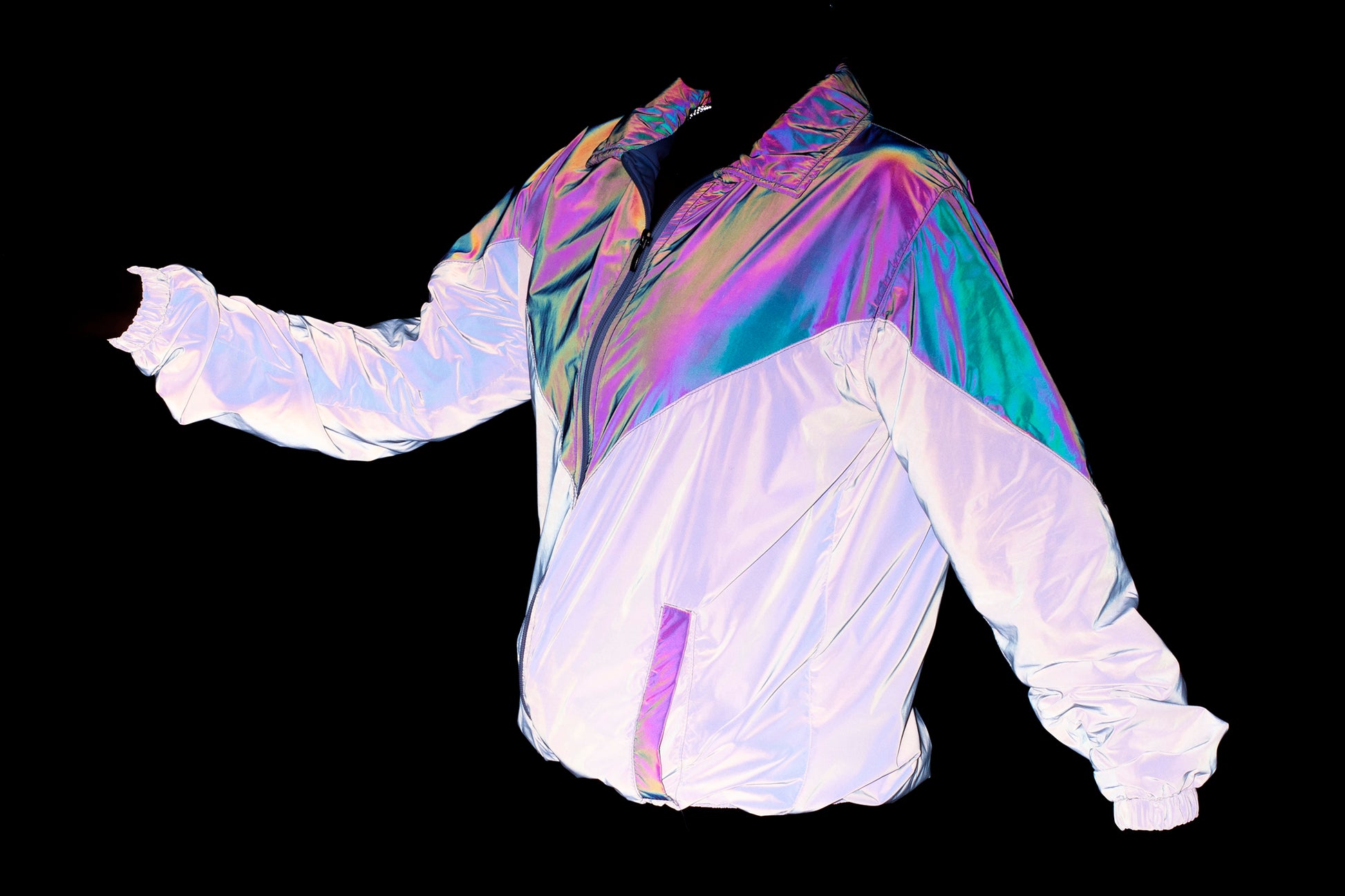 Reflective Woman`s Nylon Rainbow Jacket