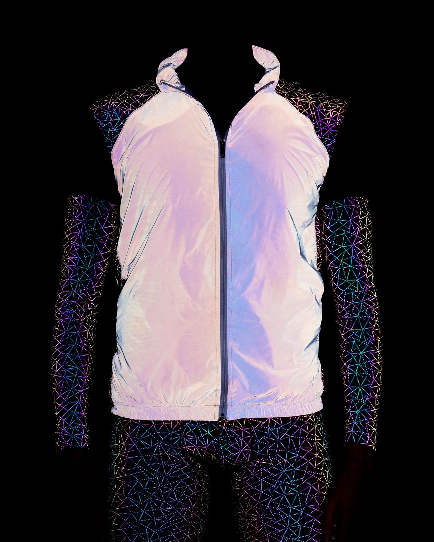 Reflective Rainbow Nylon Men`s Vest