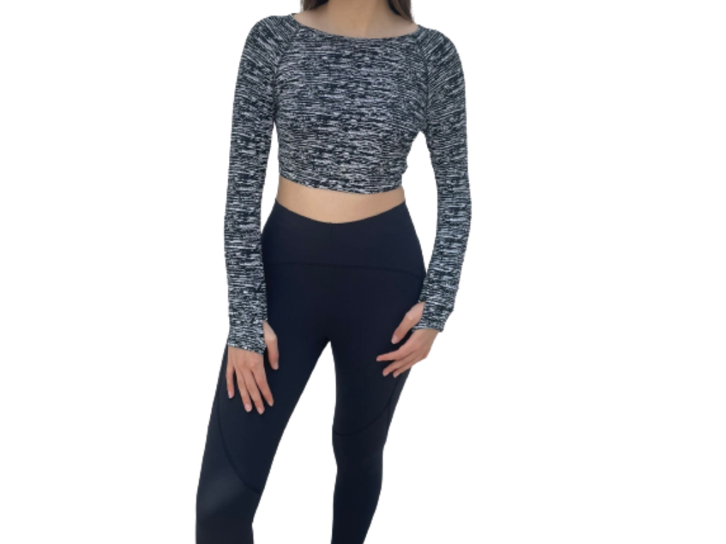 Reflective Longsleeve Croptop Black&White