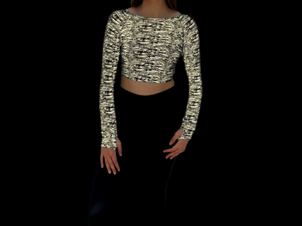 Reflective Longsleeve Croptop Black&White